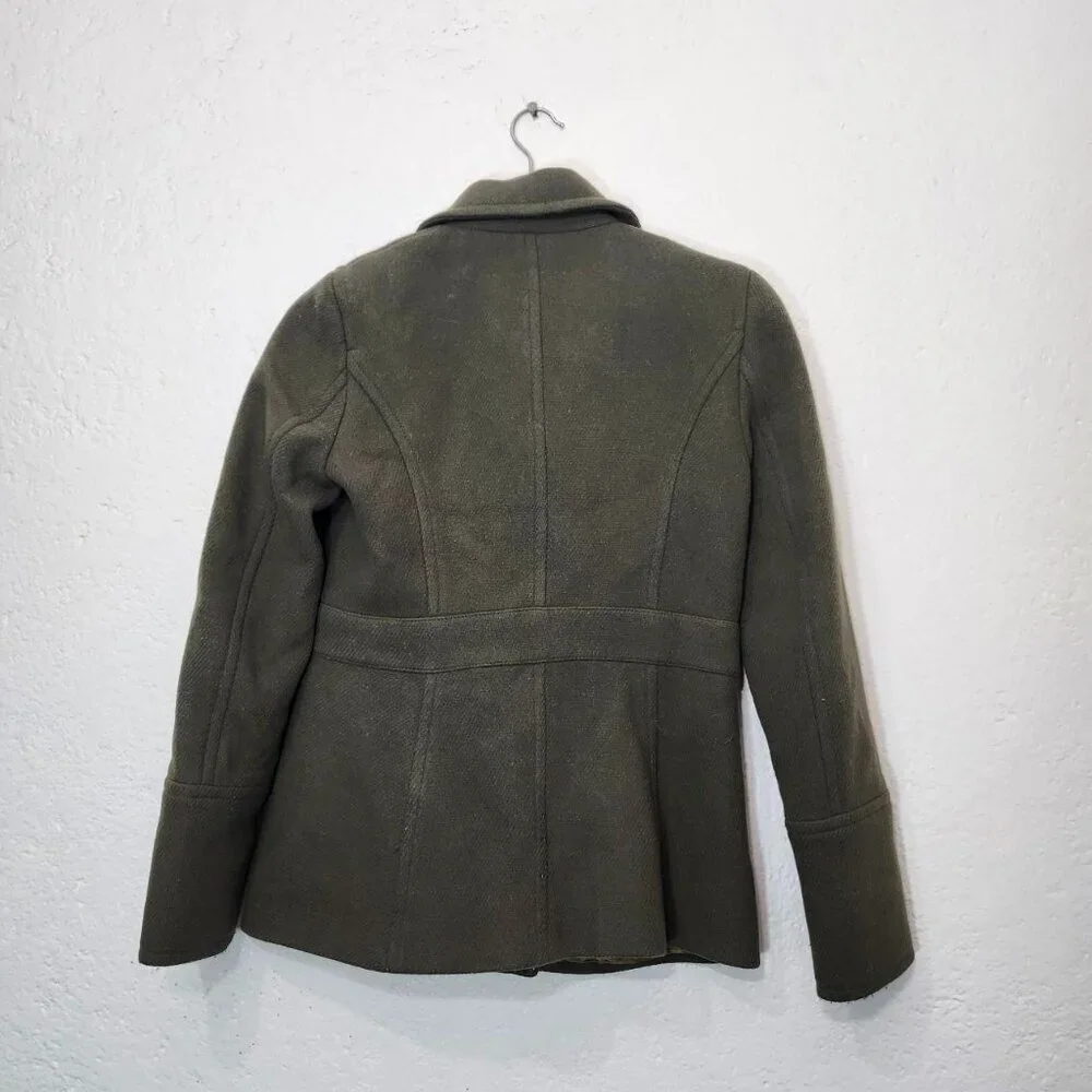 J. Crew green Stadium Cloth Nello Gori Wool Double Breasted Pea Coat - Picture 2 of 5